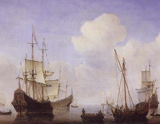VELDE, Willem van de, the Younger Ships riding quietly at anchor Spain oil painting art